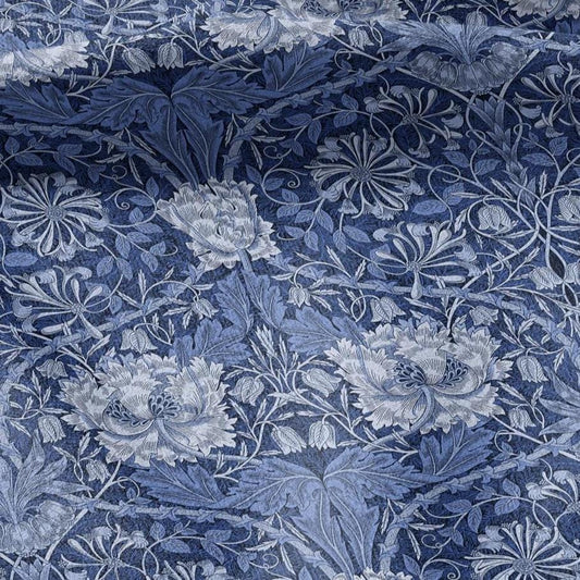 100% linen fabric William Morris Honeysuckle blueprint - Victorian Art crafts - Historical pattern fabric upholstery dress making 3278