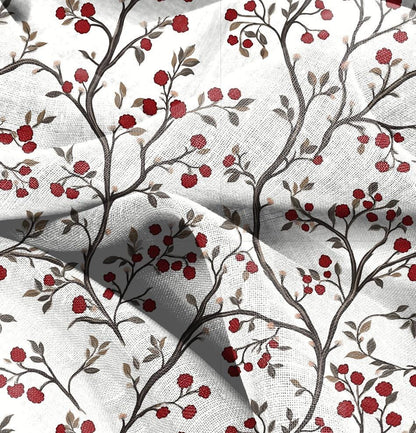 100% LINEN Fabric block print, oatmeal natur linen fabric festive print, heavy linen fabric for upholstery home decor