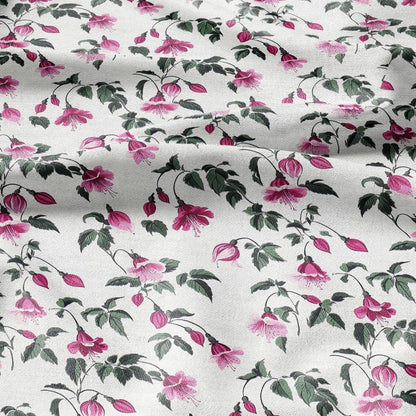 100% LINEN Fabric Fuchsia linen - red purple white green floral fabric for upholstery home decor dress making 2377