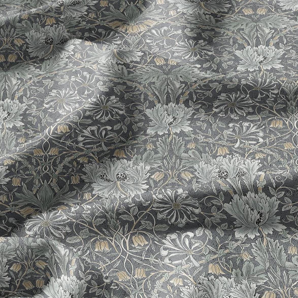 100% linen fabric William Morris Honeysuckle sage green print - Victorian Art crafts Historical pattern fabric upholstery dress making 3281