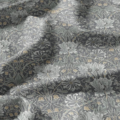 100% linen fabric William Morris Honeysuckle sage green print - Victorian Art crafts Historical pattern fabric upholstery dress making 3281