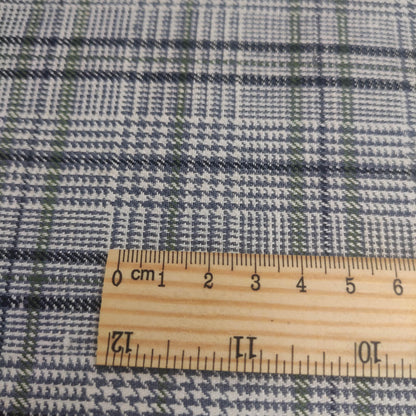 Premium Linen Gingham Fabric in green gray white |  multicolor check T114