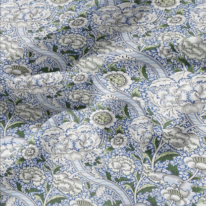 William Morris Wandle blue print on 100% LINEN - Victorian Art crafts linen Fabric - botanical Historical upholstery home textile