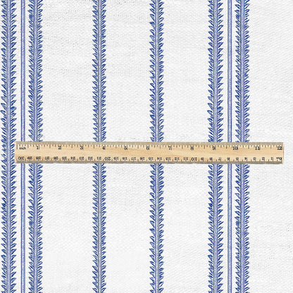 100% linen fabric stripe blue print - Vintage grain sack geometric - Historical pattern upholstery dress making 3381
