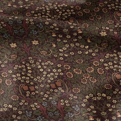 William Morris Blackthorn 100% LINEN Fabric - British linen floral upholstery home textile Victorian fabrics blue green 3183