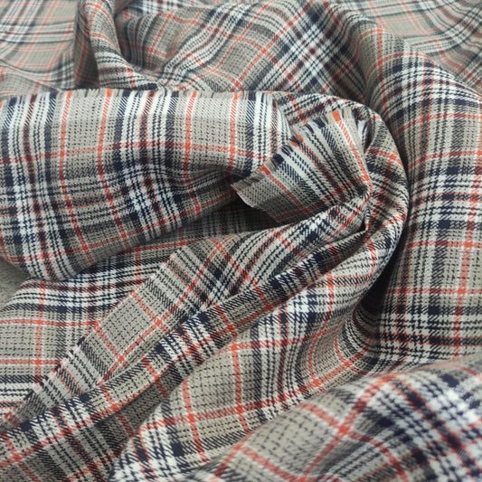 Premium Linen Gingham Fabric in brown black white |  multicolor check T124
