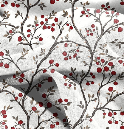 100% LINEN Fabric block print, oatmeal natur linen fabric festive print, heavy linen fabric for upholstery home decor
