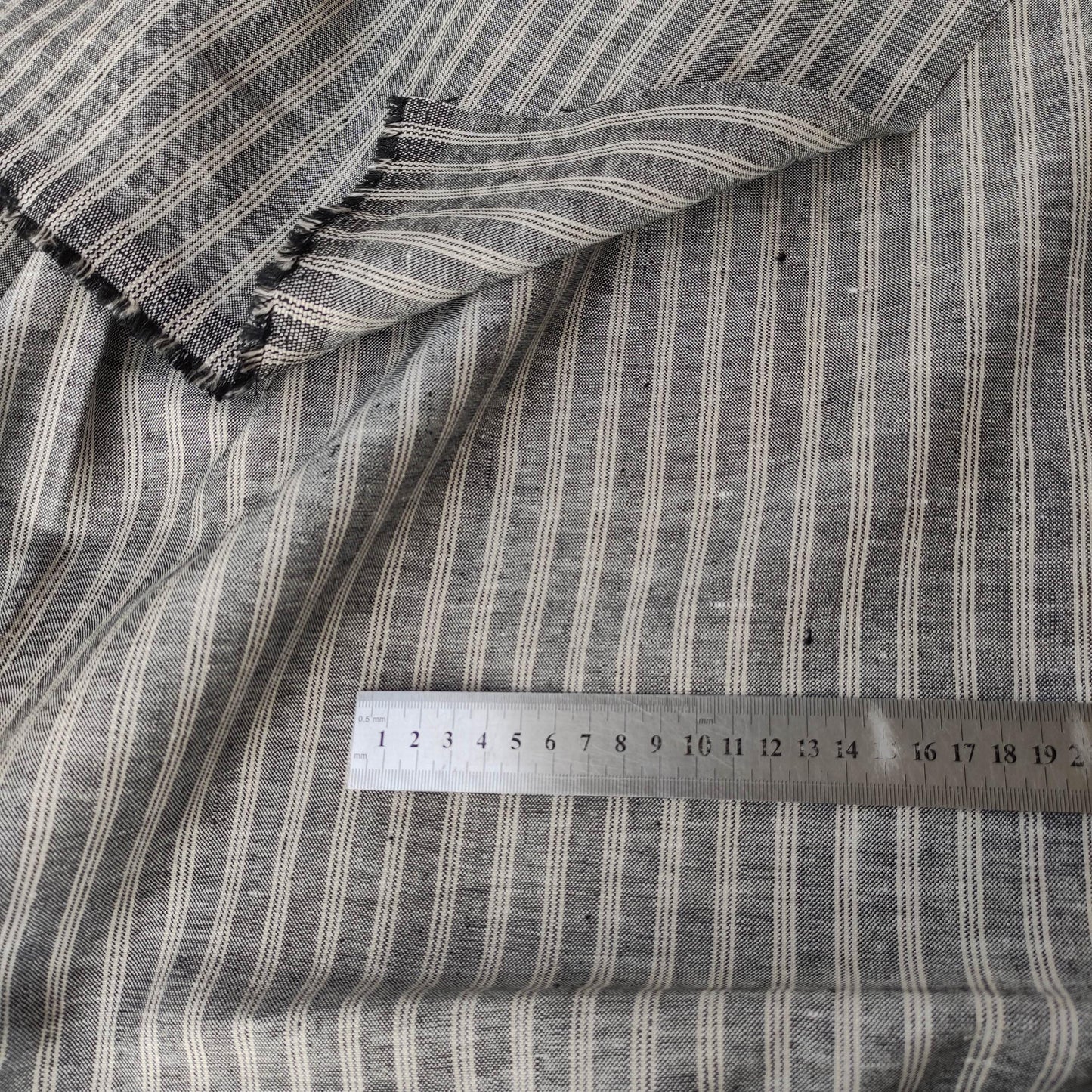 Premium Linen striped Fabric in blue natural linen | Marseille stripe Medium weight stripe fabrics for home textile curtains jackets