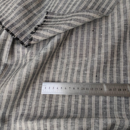 Premium Linen striped Fabric in blue natural linen | Marseille stripe Medium weight stripe fabrics for home textile curtains jackets