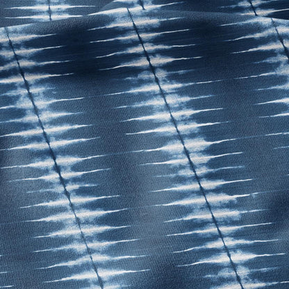 100% LINEN Fabric indigo blue print - Shibori abstract stripe - upholstery curtains dress making 2966