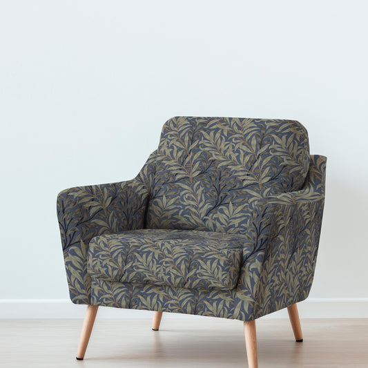 100% LINEN Fabric UPHOLSTERY 12oz - William Morris Bough Willow brown - Modern Vintage Victorian floral upholstery 2981GR