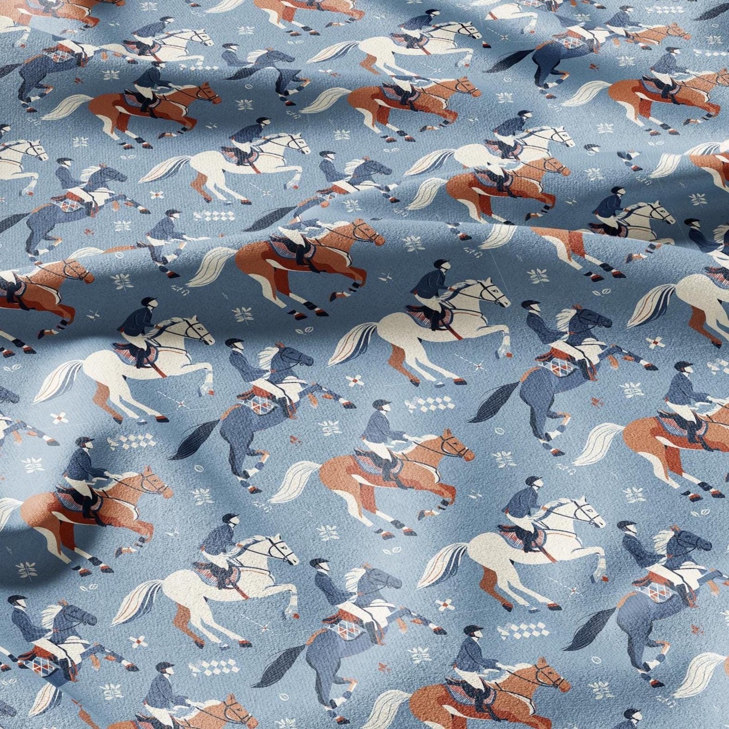 100% LINEN Fabric Ascot horse race linen -blue white red fabric for upholstery home decor dress making 3007