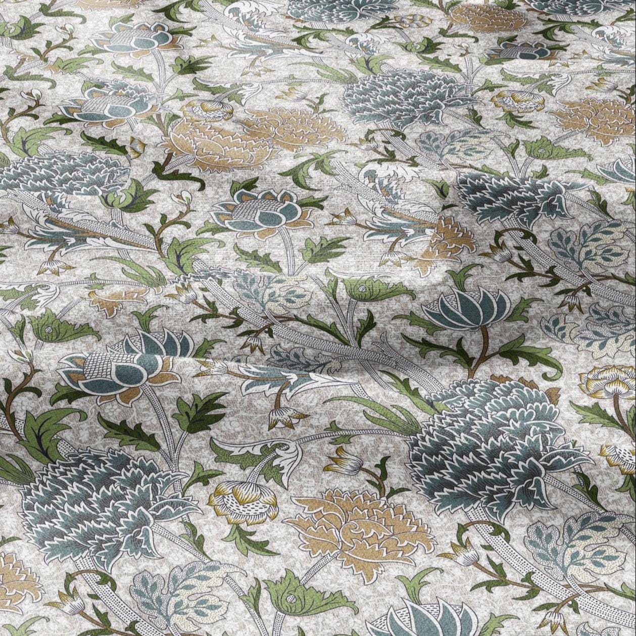 100% linen fabric William Morris Cray blue print - Victorian Art crafts linen Fabric - Historical pattern fabric upholstery dress making