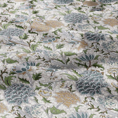 100% linen fabric William Morris Cray blue print - Victorian Art crafts linen Fabric - Historical pattern fabric upholstery dress making