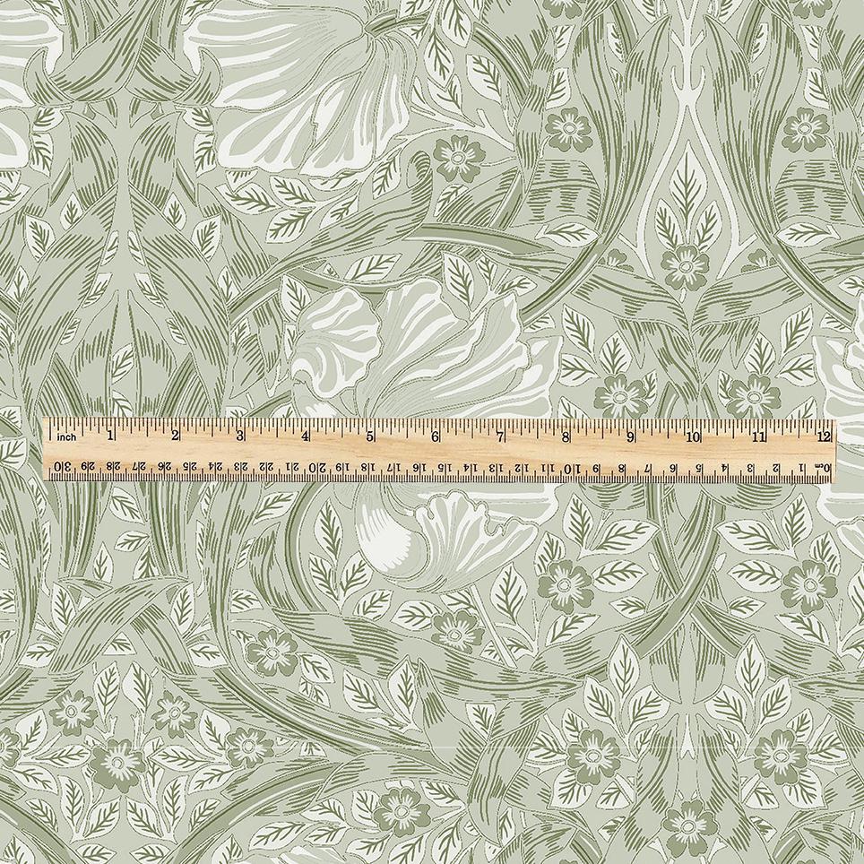 100% LINEN fabric - William Morris Pimpernel light green - British Victorian flax - sewing upholstery home decor or clothing 3807