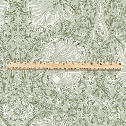 100% LINEN fabric - William Morris Pimpernel light green - British Victorian flax - sewing upholstery home decor or clothing 3807