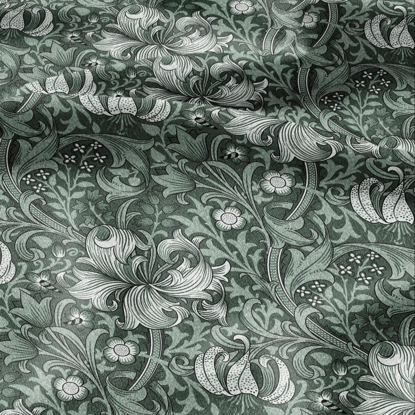 William Morris Golden Lily green 100% LINEN Fabric - British linen floral upholstery home textile Victorian fabrics 3221