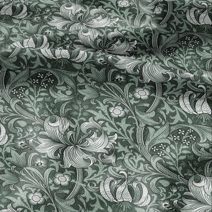 William Morris Golden Lily green 100% LINEN Fabric - British linen floral upholstery home textile Victorian fabrics 3221