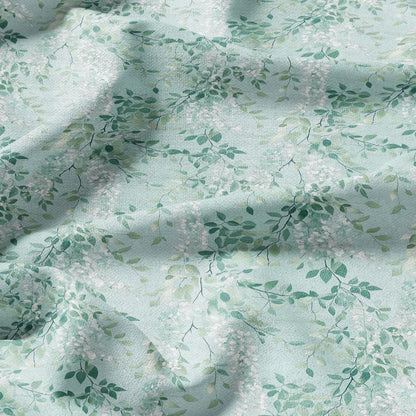 100% LINEN Fabric with Abstract greenery pattern - Mint pale green linen fabric for upholstery home decor dressmaking clothing sewing 2197