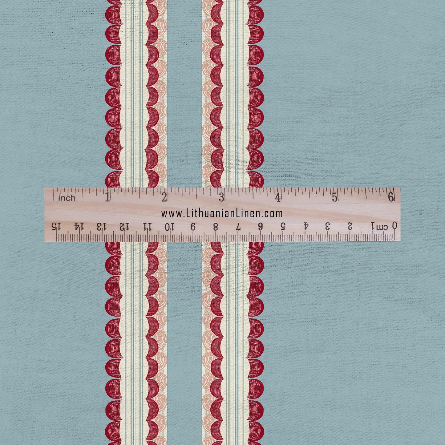 100% LINEN Fabric Scallop stripe print - block print linen heavy for upholstery home decor - medium for dress making 2837