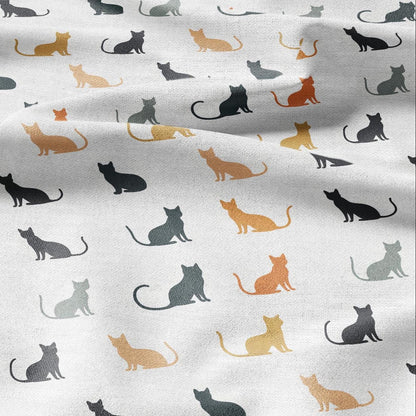 100% LINEN Fabric cat print - animal print fabric for upholstery home decor dress making 2136