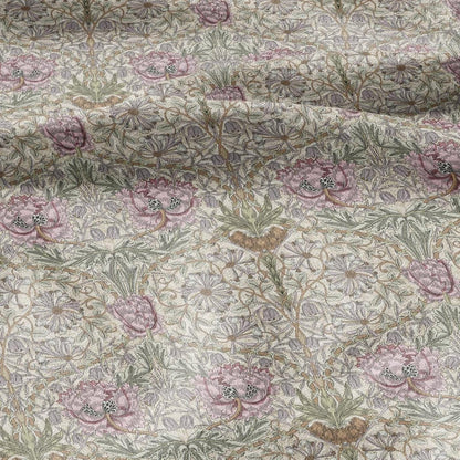 100% linen fabric William Morris Honeysuckle pastel pink print - Victorian Art crafts - Historical pattern for upholstery dress making 2979P