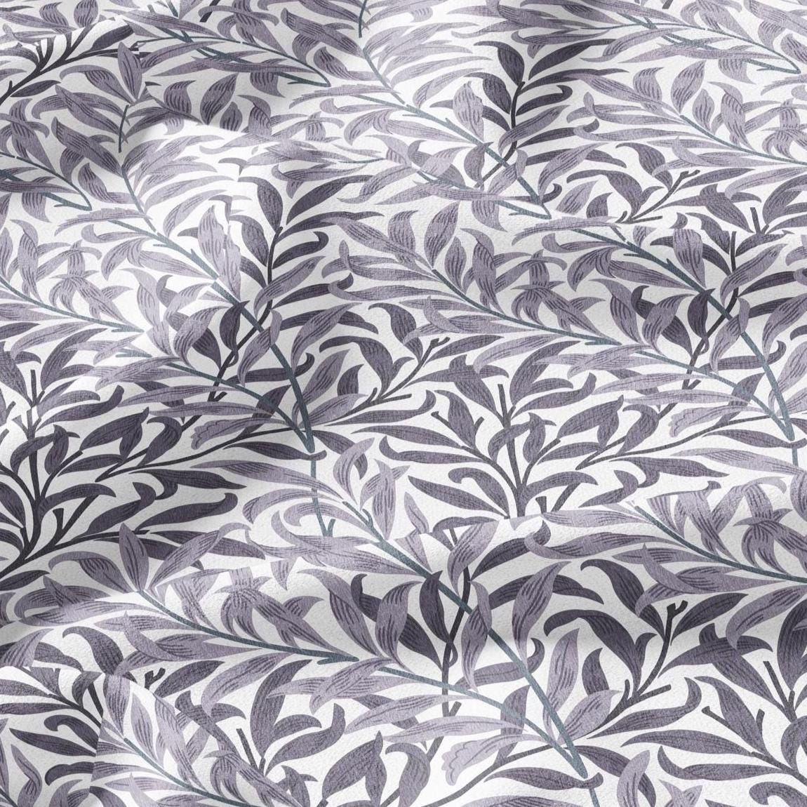 William Morris Willow Bough gray 100% LINEN Fabric - British linen floral upholstery home textile Victorian fabrics 3186
