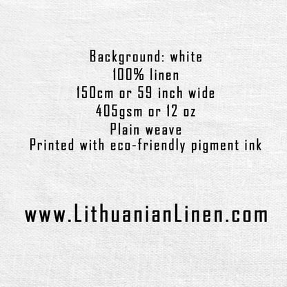 100% LINEN Fabric UPHOLSTERY 12oz - Beige thistle on white linen - Modern vintage Grandmillennial toile de jouy upholstery 2043