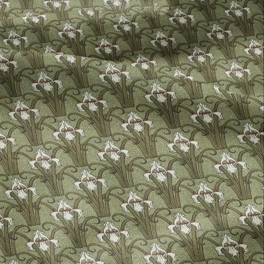 100% linen Iris prints fabric for Curtain Upholstery Cushion - wildflower Art deco flower print fabric for dress making sewing