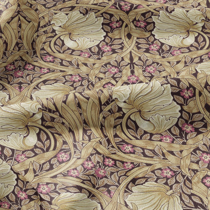100% LINEN fabric - William Morris Pimpernel beige purple - British Victorian Art Craft flax - sewing home decor or clothing 383