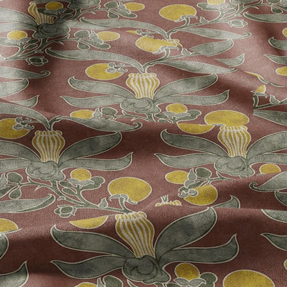 Passion fruit CFA Voysey print on 100% LINEN - Art Nouveau Art crafts linen Fabric - botanical Historical upholstery home textile 2767
