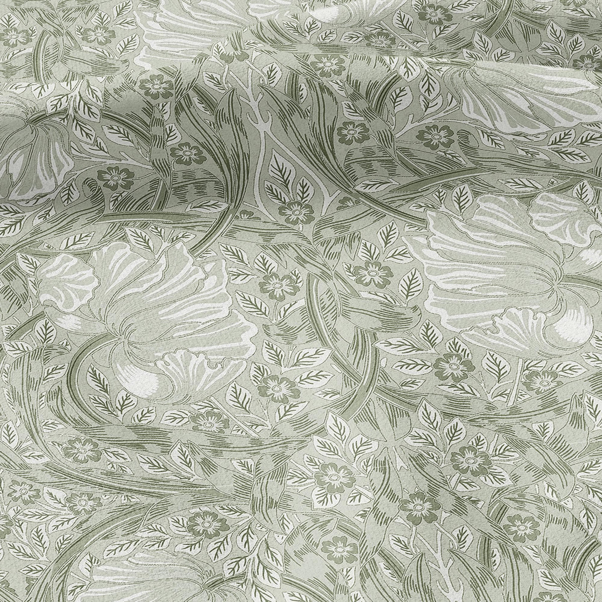 100% LINEN fabric - William Morris Pimpernel light green - British Victorian flax - sewing upholstery home decor or clothing 3807