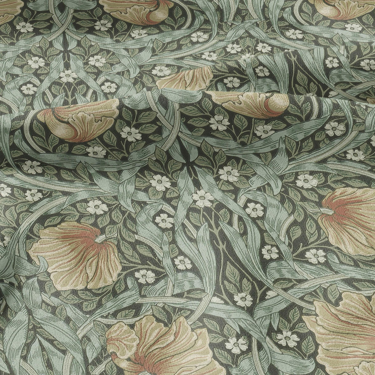 100% LINEN fabric - William Morris Pimpernel bayleaf green - British Victorian flax - sewing upholstery home decor or clothing 3820