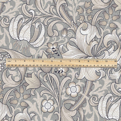 100% LINEN Fabric William Morris Golden Lily Beige print- British linen floral upholstery home textile Victorian fabrics 3214