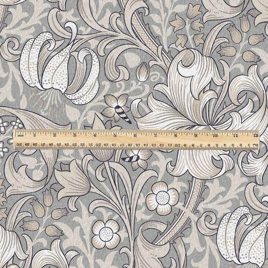 100% LINEN Fabric William Morris Golden Lily Beige print- British linen floral upholstery home textile Victorian fabrics 3214