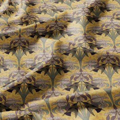 100% linen Art Nouveau Print fabric for Curtain Upholstery Cushion - Floral fabric HUMMINGBIRD - fabric material for dress making sewing