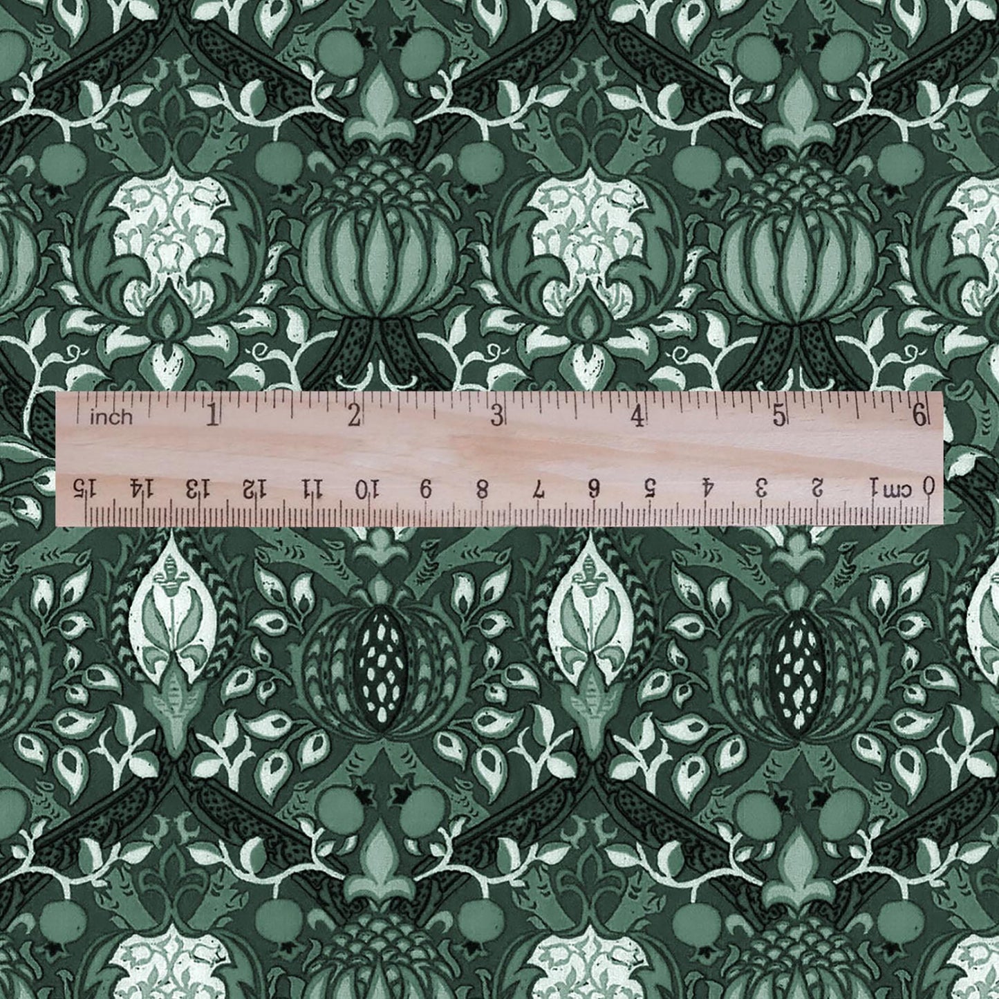 100% LINEN Fabric William Morris Granada green - British linen floral upholstery home textile Victorian fabrics dark blue 3243