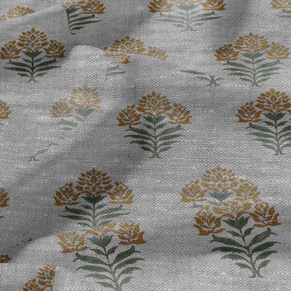 100% LINEN Fabric Block print Parijat flower - oatmeal linen fabric with floral print - heavy for home decor clothing 2753