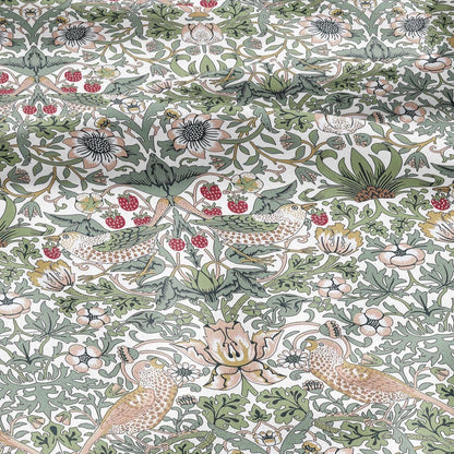 100% LINEN fabric - William Morris Strawberry thief white - British Victorian Art Craft flax - sewing home decor or clothing 3865