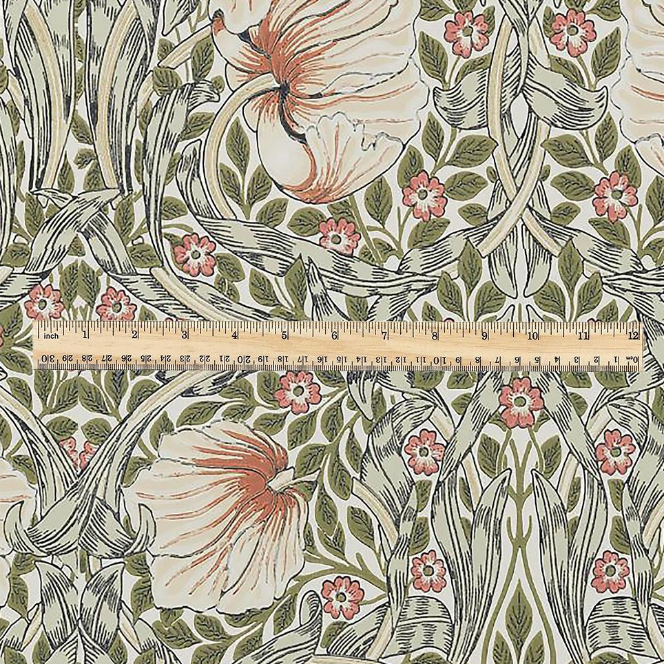 100% LINEN fabric - William Morris Pimpernel rose - British Victorian Art Craft flax - sewing upholstery home decor or clothing 3836