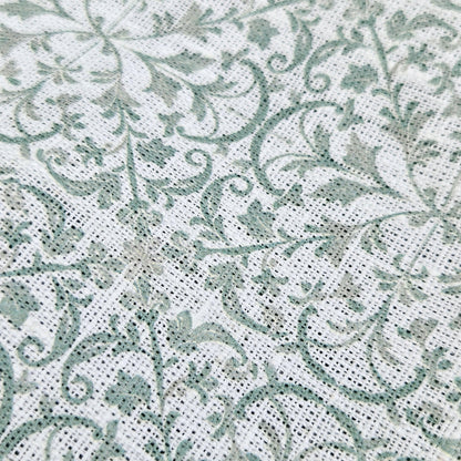 100% LINEN Fabric block print sage green on white - heavy linen fabric for upholstery home decor or medium for clothing 2559