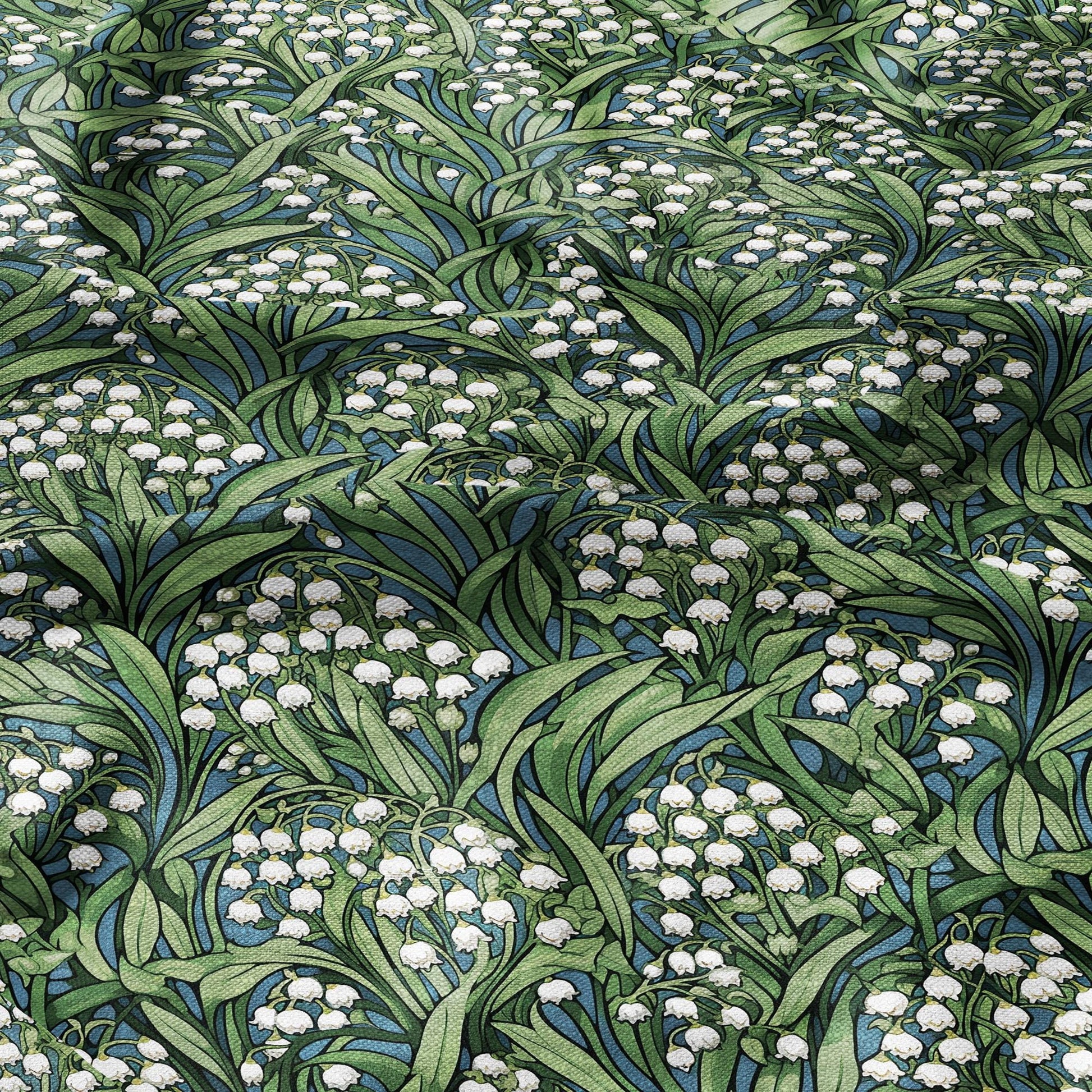 100% LINEN Fabric lily of the valley, botanical flax fabric Greenery print for upholstery dressmaking clothing  - Floral flax Spring fabric