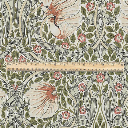 100% LINEN fabric - William Morris Pimpernel rose - British Victorian Art Craft flax - sewing upholstery home decor or clothing 3836