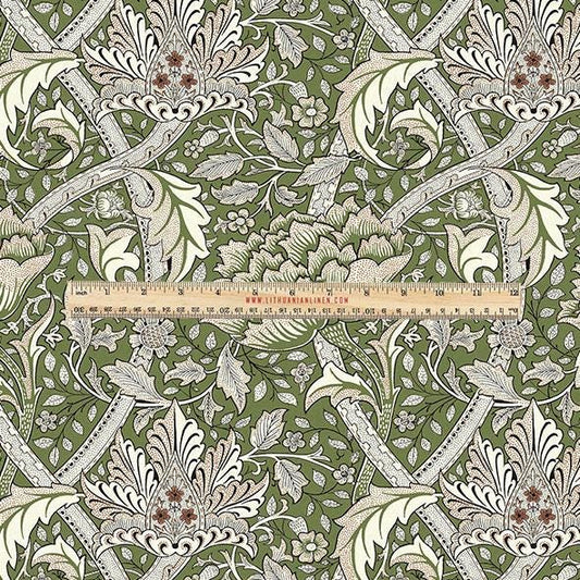 100% LINEN Fabric UPHOLSTERY 12oz - William Morris Windrush green on linen - Modern vintage Victorian floral upholstery 2733