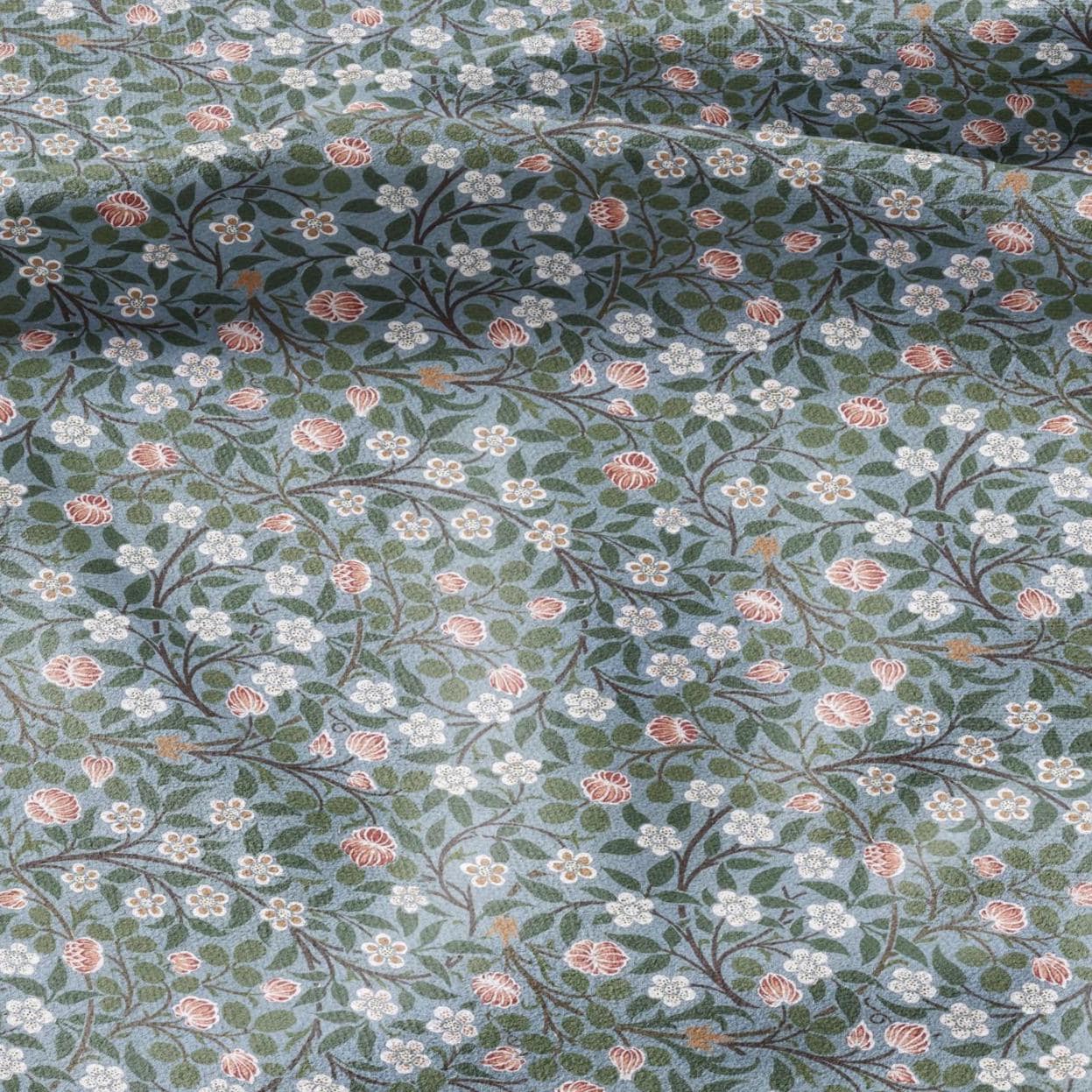 100% linen fabric William Morris Clover print - Victorian Art crafts blossom - Historical pattern fabric upholstery dress making 3026