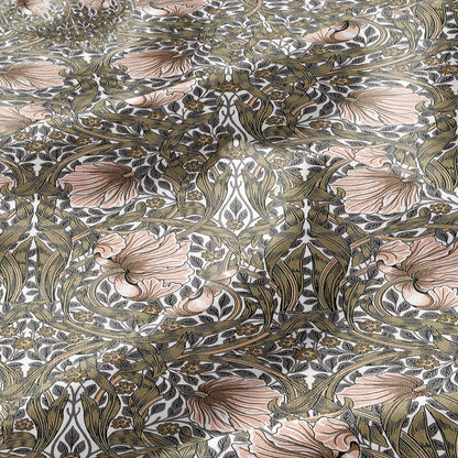 100% LINEN fabric - William Morris Pimpernel khaki pink - British Victorian Art Craft flax - sewing upholstery home decor or clothing 3814