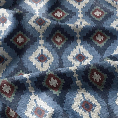 100% linen fabric Ikat geometric print - Vintage modern 3390