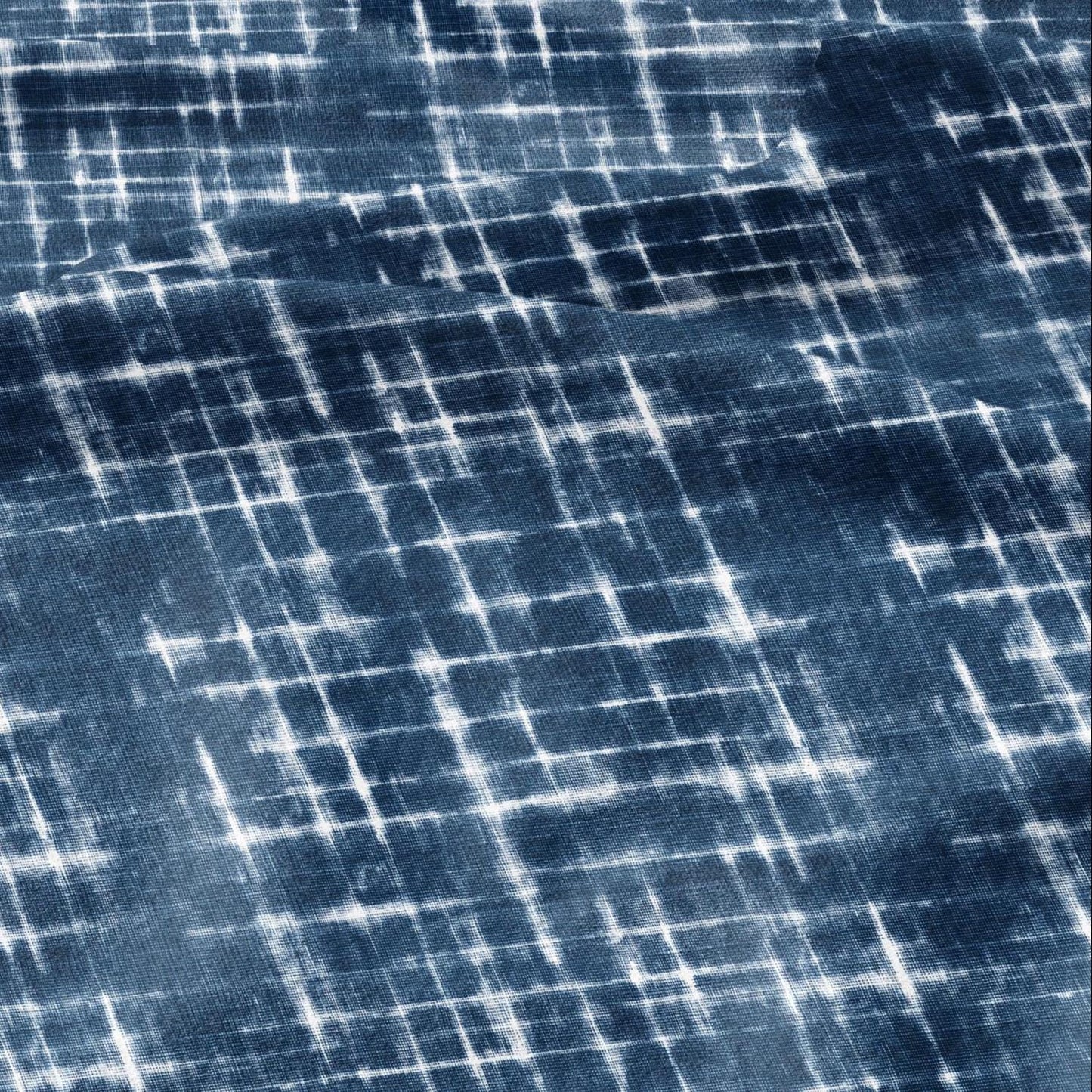 100% LINEN Fabric indigo blue print - Shibori abstract - upholstery curtains dress making 2970