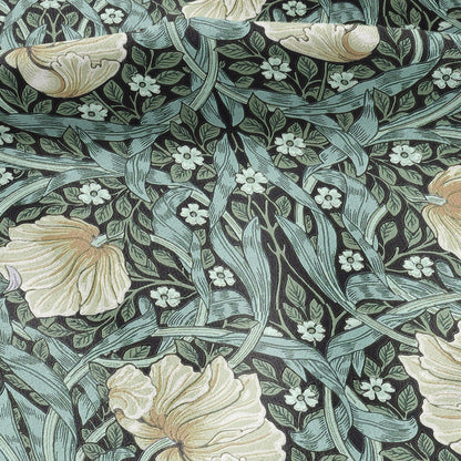 100% LINEN fabric - William Morris Pimpernel aqua green - British Victorian Art Craft flax - sewing upholstery home decor or clothing 3824