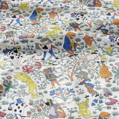 100% linen fabric - Alice in Wonderland by Voysey - Victorian Art crafts - Historical pattern for upholstery dress making 2984